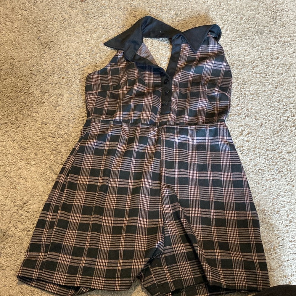 Plaid backless jumper